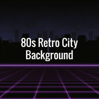 Horizontal slide of retro futuristic pink grid and dark buildings in the background