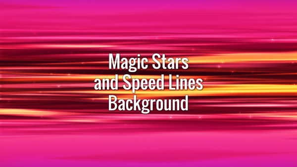 Fast-moving horizontal motion lines with shining stars in anime style on pink background.