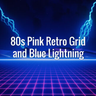 Seamlessly looping 80s style blue retrowave landscape and distant lightnings animated backdrop