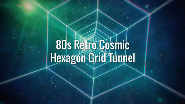 Seamlessly looping green rotating grid tunnel and distant planets in space animated backdrop