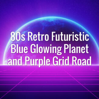 Seamlessly looping retrowave dark pink grid and blue shining planet backdrop