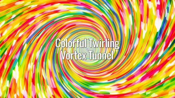 Seamlessly looping bright multi colored swirling tunnel. Animated background.