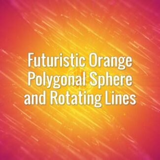 Seamlessly looping yellow glowing hi-tech plexus globe and rotating lines on orange and purple background.