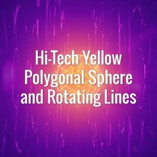 Futuristic seamlessly loopable yellow globe and rotating lines animated background.