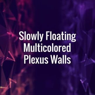 Seamlessly looping floating purple and blue wall, which consists of lines, triangles and particles with bokeh. Animated background.