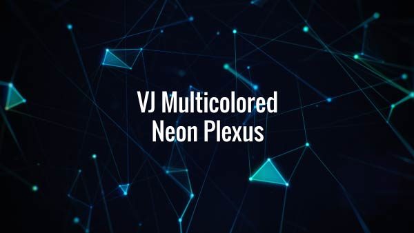 Seamlessly looping floating colorful neon VJ lines, triangles and particles. Animated backdrop.