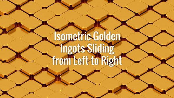 Seamlessly looping isometric oscilating golden cubes moving from top-left to bottom-right corner. Animated background.