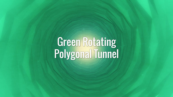 Seamlessly looping green rotating polygonal tunnel. Animated background.