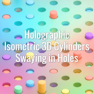 Seamlessly looping isometric oscillating 3d multicolored cylinders on holographic surface. Animated background.