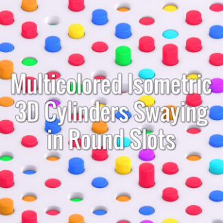 Seamlessly looping isometric oscilating 3d colorful cylinders on white surface. Animated background.
