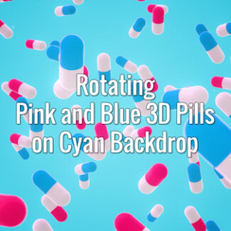 Seamlessly looping rotating blue and pink 3d pills on cyan backdrop. Animated background.