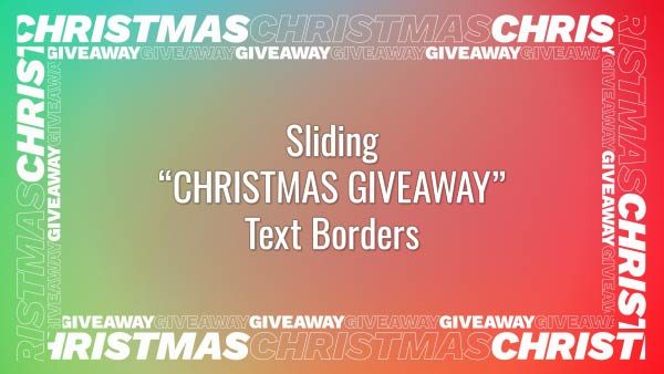 Seamlessly looping borders of multiple animated words "CHRISTMAS" and "GIVEAWAY" on pink gradient backdrop. Animated background.