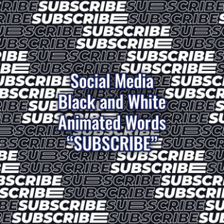 Seamlessly looping multiple lines of words "SUBSCRIBE" on black backdrop. Animated background.