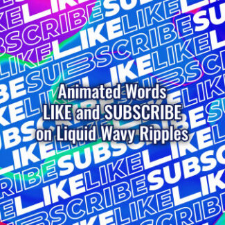 Seamlessly looping multiple lines of diagonal words "LIKE" and "SUBSCRIBE" on vibrant multicolored wavy backdrop. Animated background.