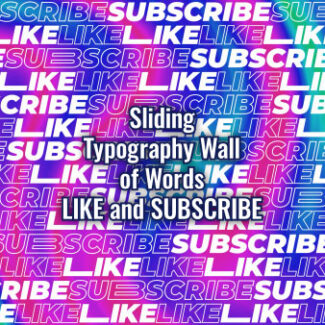 Seamlessly looping multiple lines of words "LIKE" and "SUBSCRIBE" on neon colored fluid backdrop. Animated background.