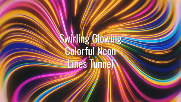Seamlessly looping multicolored shining neon lines. Animated twirl background.